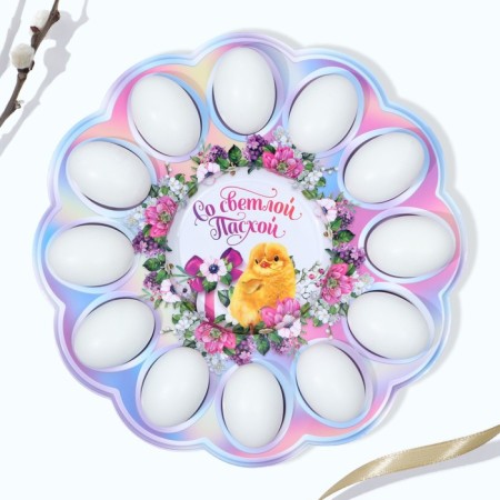 Easter stand for 12 eggs and cakes “With a light Easter!”, 30 x 30 cm.-3