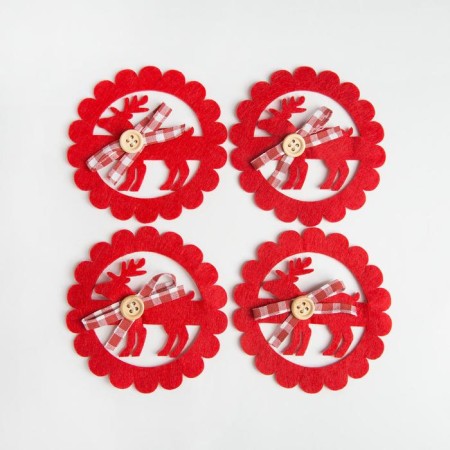 New Year's set of rings for napkins "Deer" 4 pcs, d = 9 cm, 100% p/e, felt-3