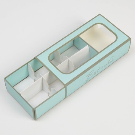 Box for 6 sweets, confectionery packaging "Best Wishes", 10.2 x 20 x 5 cm-2