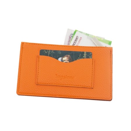 Cartholder, genuine leather, orange 15x9x1 cm-1