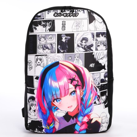 School backpack with an ANime Girl Penal, 42x28x13 cm, black color-3