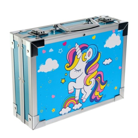 Set for drawing, in a suitcase, blue-1