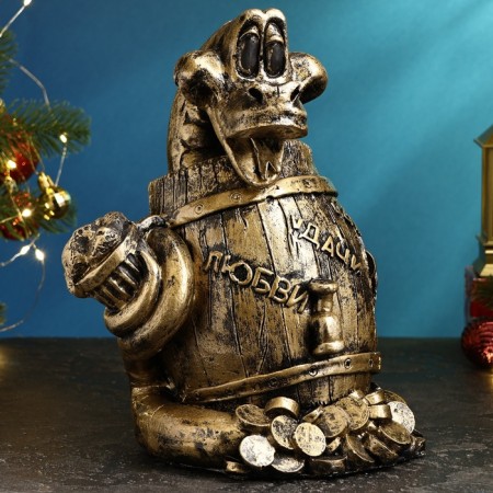 Piggy bank "Boac in a barrel" Black gold, 18x23x20cm