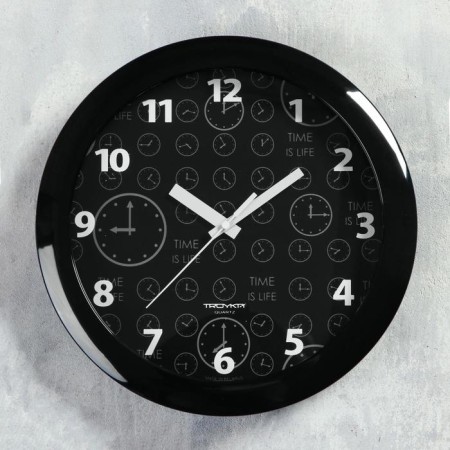 Wall clock, series: classic, smooth move, d = 29 cm, black rim