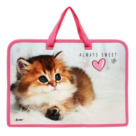 Folder with A4 handles, 340 x 245 x 40 mm, plastic, handles, ONICS PT-14 Cute Kitty-2