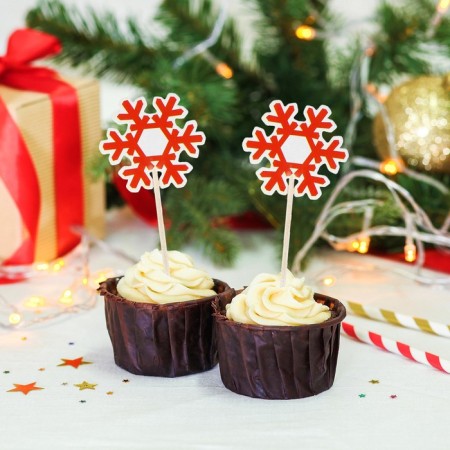 Swaps for Canapes "Snowflake", set 12 pcs., Red color