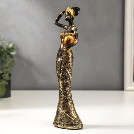 Souvenir Polystone "African with a jug, in an outfit with mirror mosaics" MIX 26x7x5 cm-2