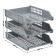 A set of horizontal paper trays, Strong 3 pieces, on metal rods, gray