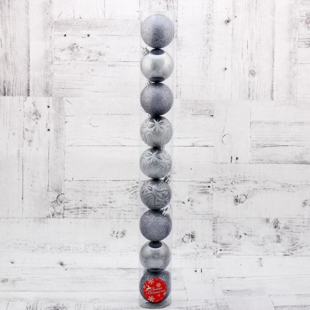 Set of balls plastic D-6 cm, 9 pcs "Silva Assorted" Gray-1
