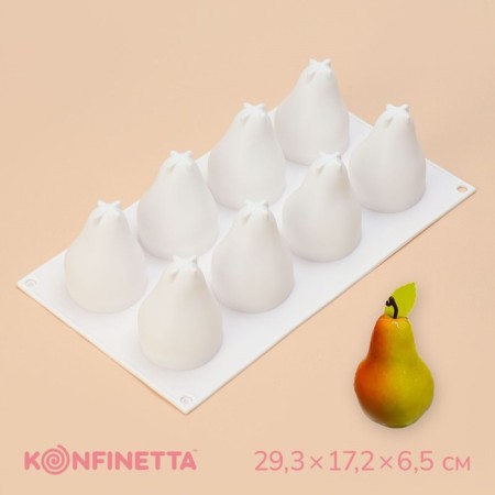 Form for mousse desserts and baking “G.”, silicone, 29.3 × 17.2 × 6.5 cm, 8 cells (D = 5.5 cm), white color