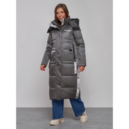 Coat insulated winter female, size 42, dark gray color-1
