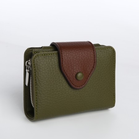 Women's wallet on magnet, green color