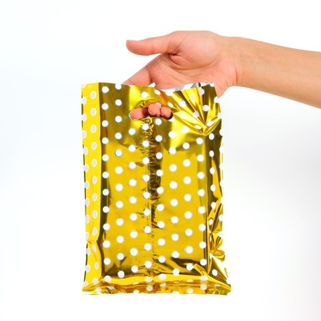 Gift, metallized package, "peas" gold 17x25 cm, 20 microns-1
