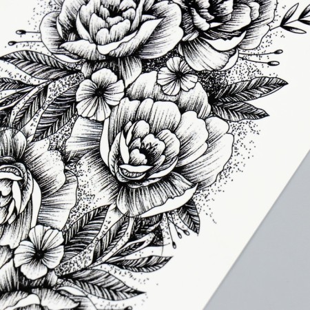 Tattoo on the body black "bouquet" 19x9.5 cm-2