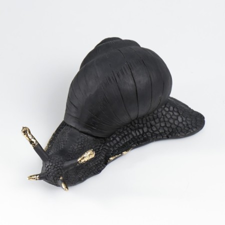 Souvenir Polystone "Black Snail" Golden Patina 8x11x16 cm-4