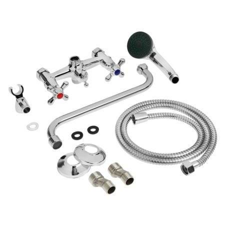 Bath mixer Zein Z0155, Kran-Box 1/2, shower watering can and hose, chrome-9