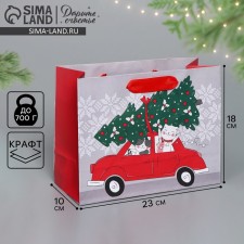 Craft horizontal package “I hurry to you”, MS 23 x 18 x 10 cm, New Year