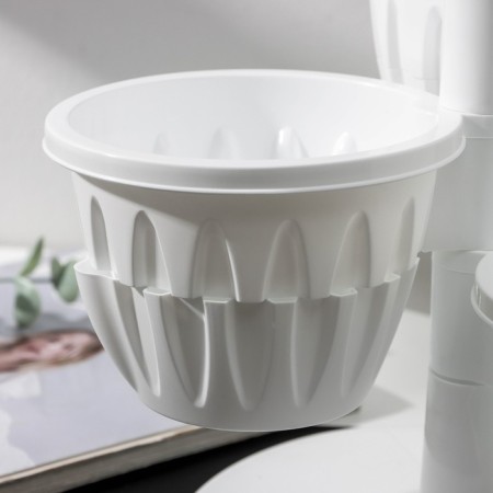 Kashpo multi -tiered “cascade”, 3 pcs, 700 ml, white color-4