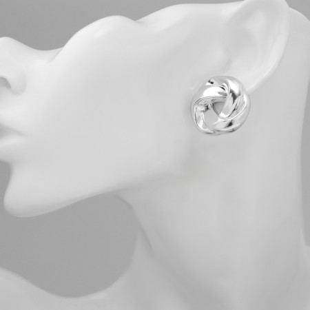 Earrings plastic "Circle" with bends, silver color-3
