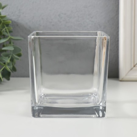 Glass of glass per 1 candle "Square" transparent 10x10x10 cm-2