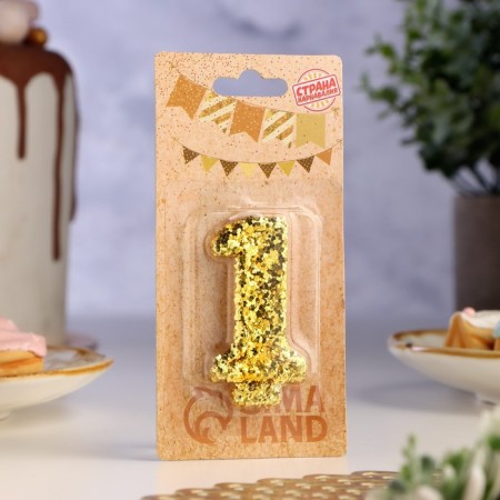 Candle in the cake "Shine", number "1", gold, 6.5x4-3