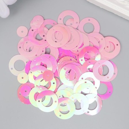 Sequins "Circle in the ring" Pink set 30 grams d = 2 cm-1