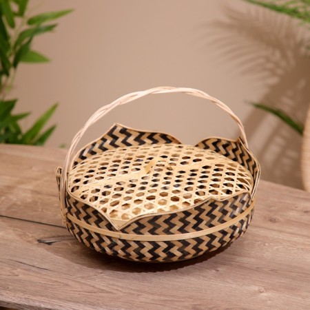 VAZ with a covered lid, from bamboo 30x30x20 cm-1