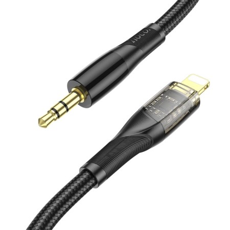 Hoco UPA25, Jack 3.5 mm (M) cable - Lightning, transparent, black