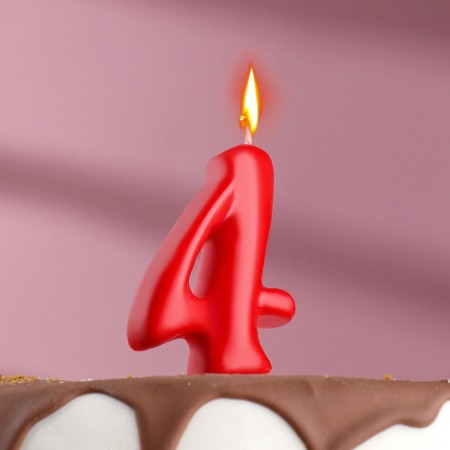 Candle for the cake the figure "Oval" "4", red, 5.5 cm