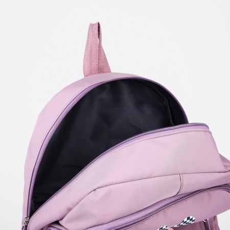School backpack from textiles on lightning, 3 pockets, lilac color-5