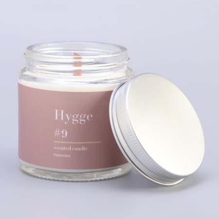 Aromatic candle "Hygge" #9 lavender, soy wax, in a bank, 90 g-9