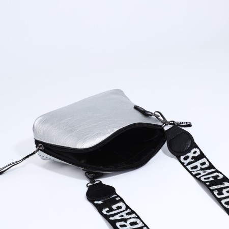 Bag Cross-Bodi with a zipper, silver color-6