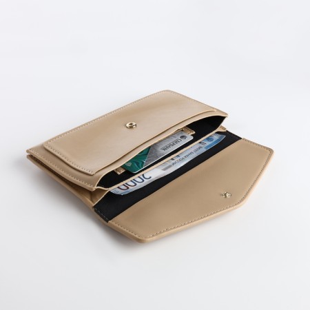 Women's wallet on the button, beige color-3