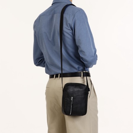 Male bag with lightning, black color-7