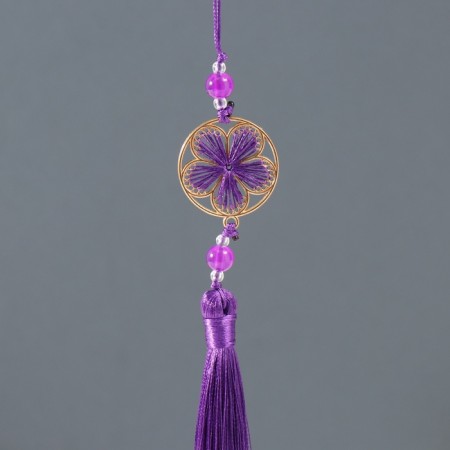 Textile suspension, metal "Flower in the rim" purple 1x3x19.5 cm-1
