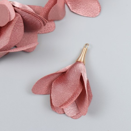 Decor for creativity textiles "Bun, the color of a dusty rose" set 6 pcs 6 cm