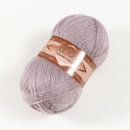 Yarn "Angora Gold Simli" 75% acrylic, 20% wool, 5% metallic 500m/100g (163 Gray rose)-1