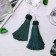 Earrings "Brushes" romance, green color in silver, brush length 10 cm