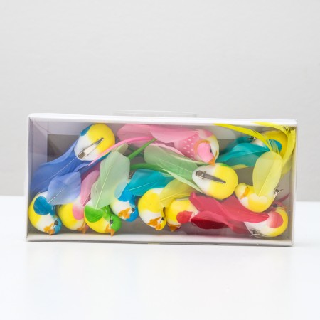 A bird for decoration and floristry, on a clothespin, mix, plastic, 1 pc., 8 x 8 cm-8