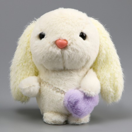 Soft toy "Bunny" on a key fob, 11 cm, white color-1