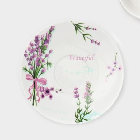 Service Porcelain Tea Daulay "Lavender", 12 items: 6 cups 220 ml, 6 saucer d = 14 cm-5