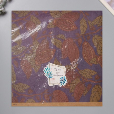 Scrapbooking Kraft "Cocoa on blue" density 180 grams set 5 pcs 30.5x32 cm-4