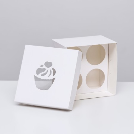 Box for 4 cupcake, white, 15 x 15 x 10 cm-1