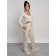 Warmed female trousers, size 48, beige color