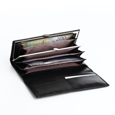 Women's wallet on a magnet, black color-3