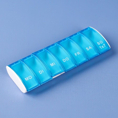 Tabertelet "Week", German letters, 7 sections, 13.5 × 5 × 1.8 cm, blue/white color-2