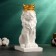 Piggy bank "Leo with a crown" White with a golden crown, 23cm