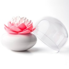 Container for storing cotton sticks Lotus, white/pink