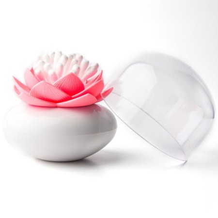 Container for storing cotton sticks Lotus, white/pink