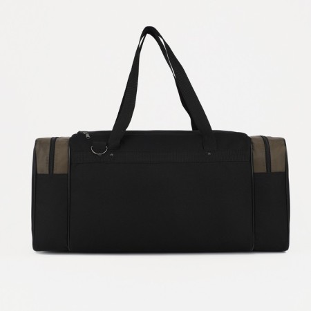Road bag, 3 parts on zippers, external pocket, long belt, black color/hucky-1